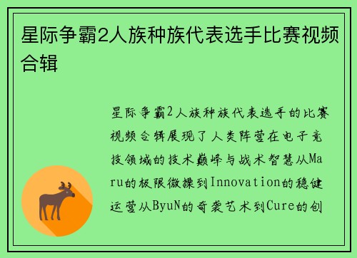 星际争霸2人族种族代表选手比赛视频合辑